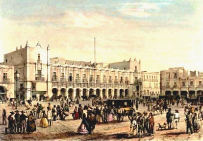 Zócalo de la ciudad de México, siglo XVIII. Fuente.